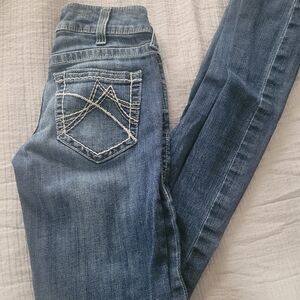 Arait straight leg jeans, medium wash, size 25L.